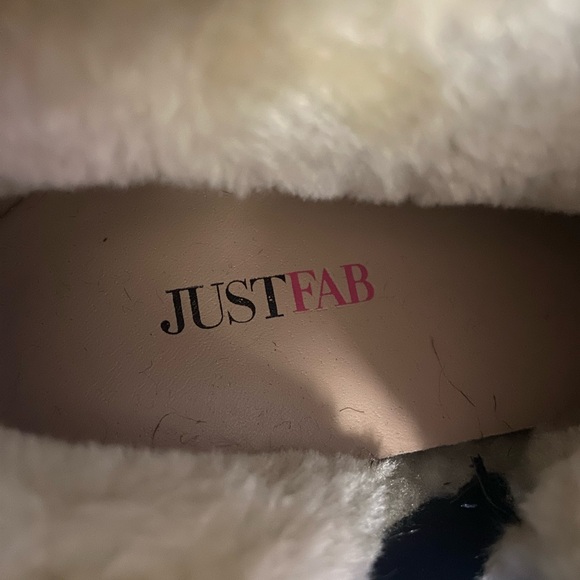 Just Fab Sz 10 Navy Blue Suede with Fur Top Trim & Fleece Lining Women’s Boots - Picture 7 of 7